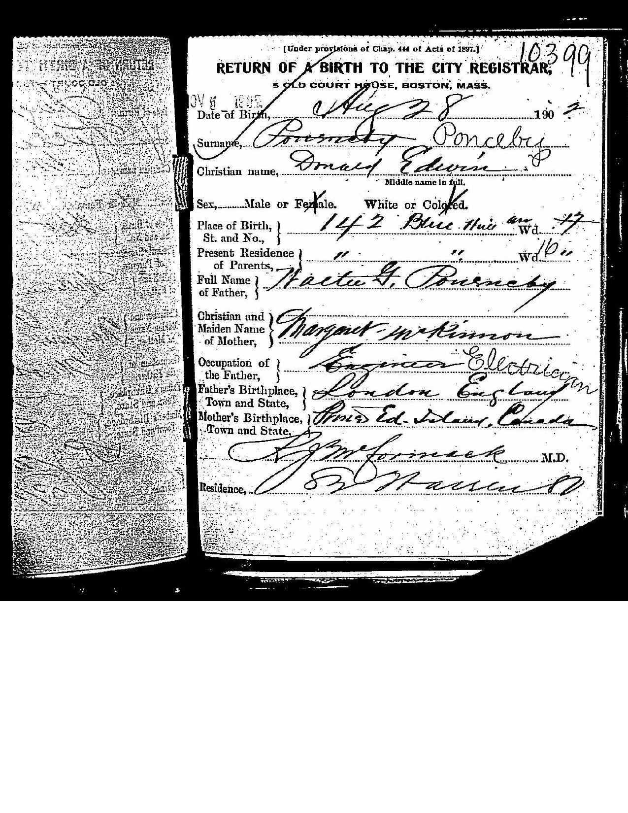 First page preview of birth-record-for-donald-edwin-ponceby-original-with-citation.pdf