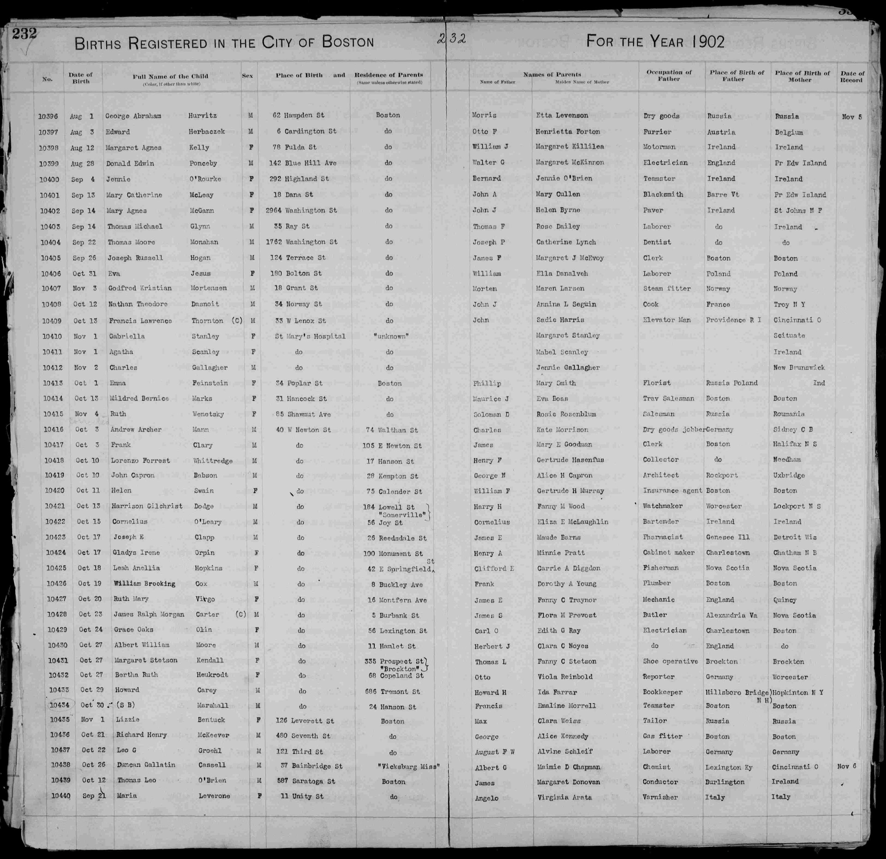 First page preview of boston-birth-register-donald-edwin-ponceby-1902.pdf