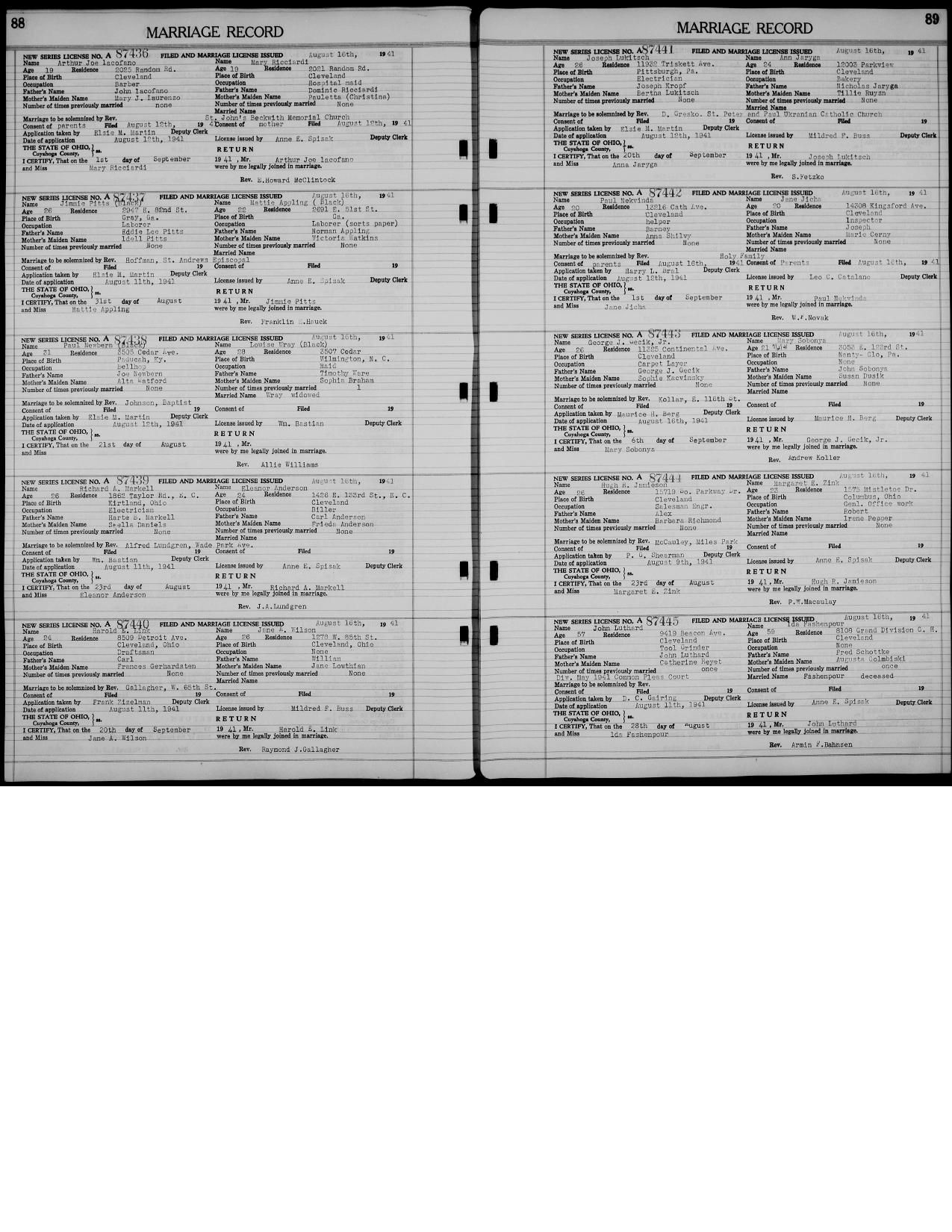 First page preview of marriage-record-arthur-joe-iacofano-mary-ricciardi-1941.pdf