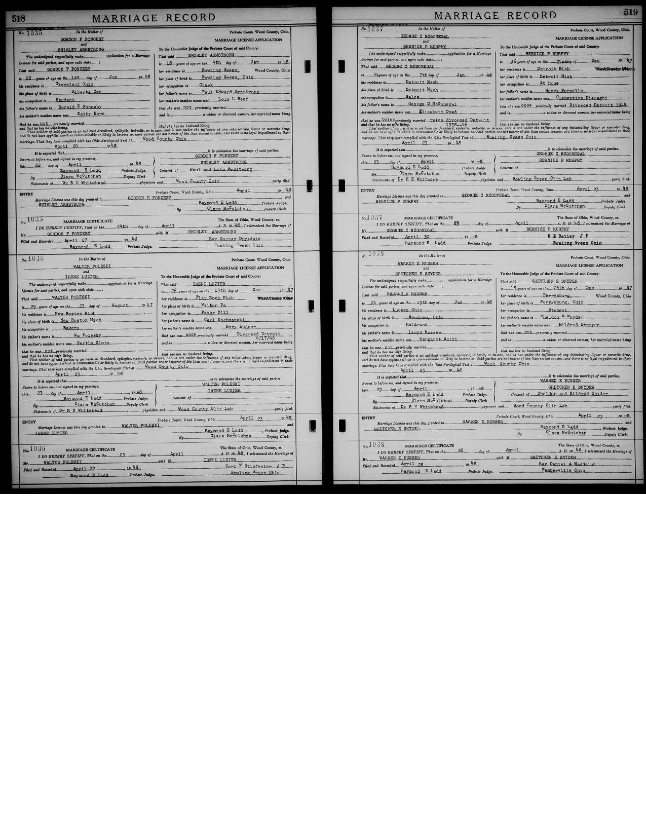 First page preview of marriage-record-gordon-f-ponceby-shirley-armstrong-1948.pdf