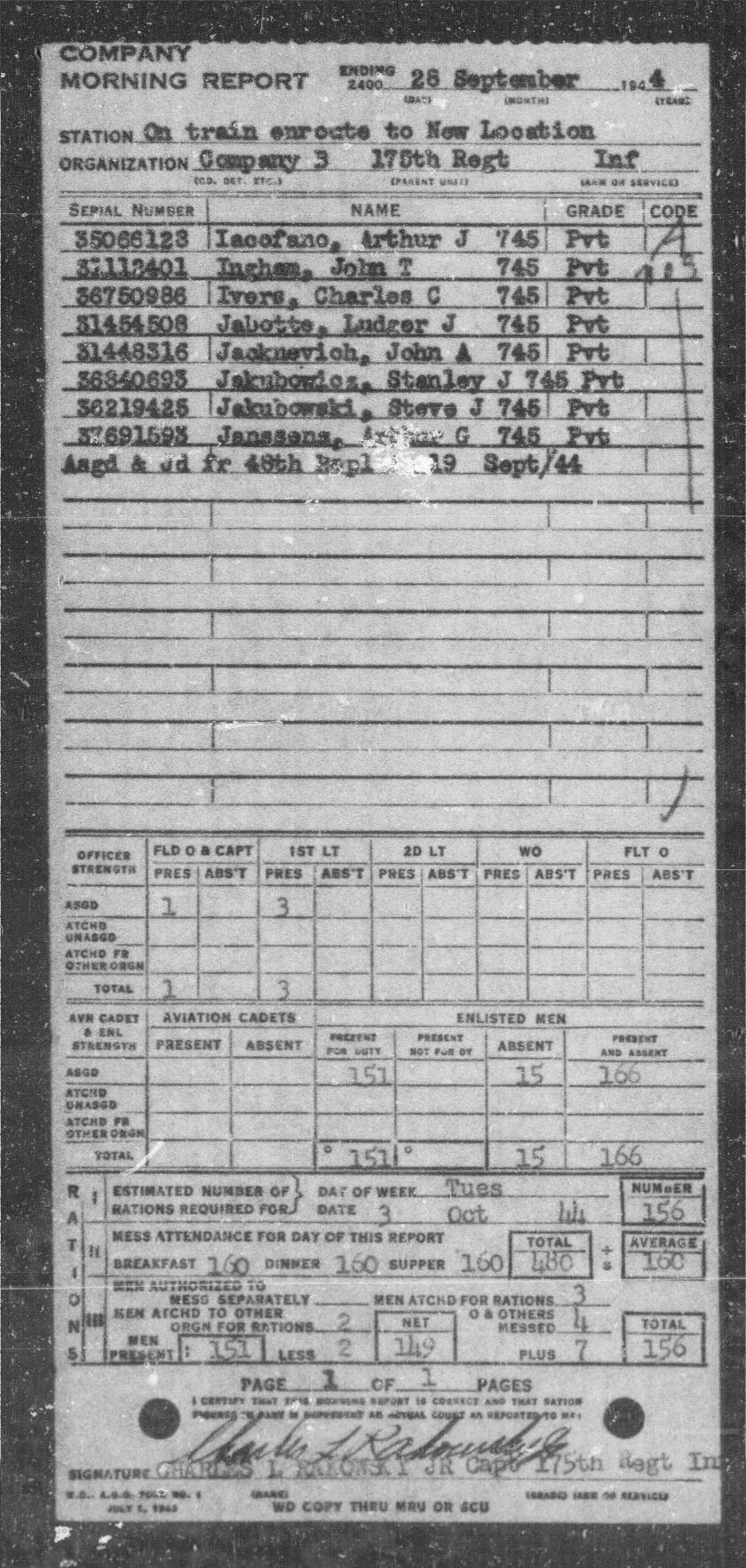First page preview of nara-company-b-175th-infantry-morning-report-pages-for-arthur-j-iacofano-1944.pdf