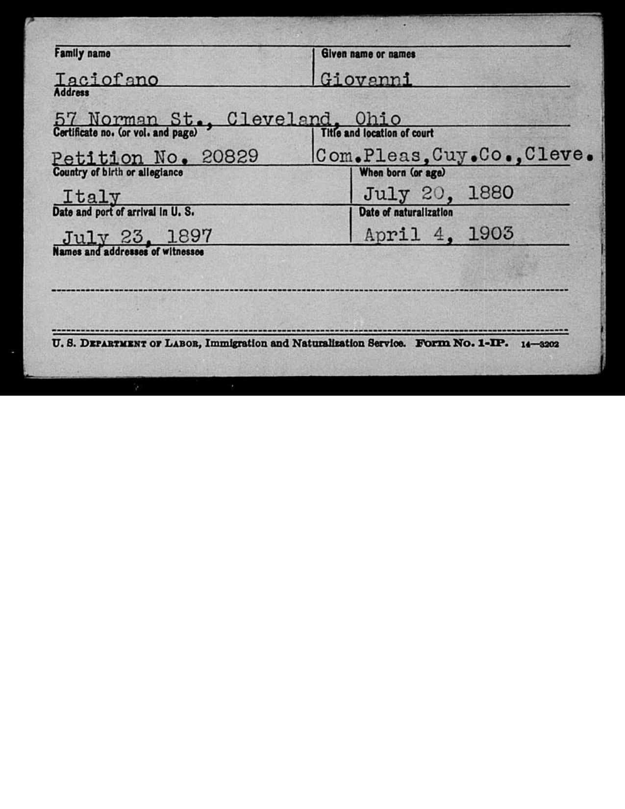 First page preview of naturalization-index-card-for-giovanni-iacofano-1903.pdf