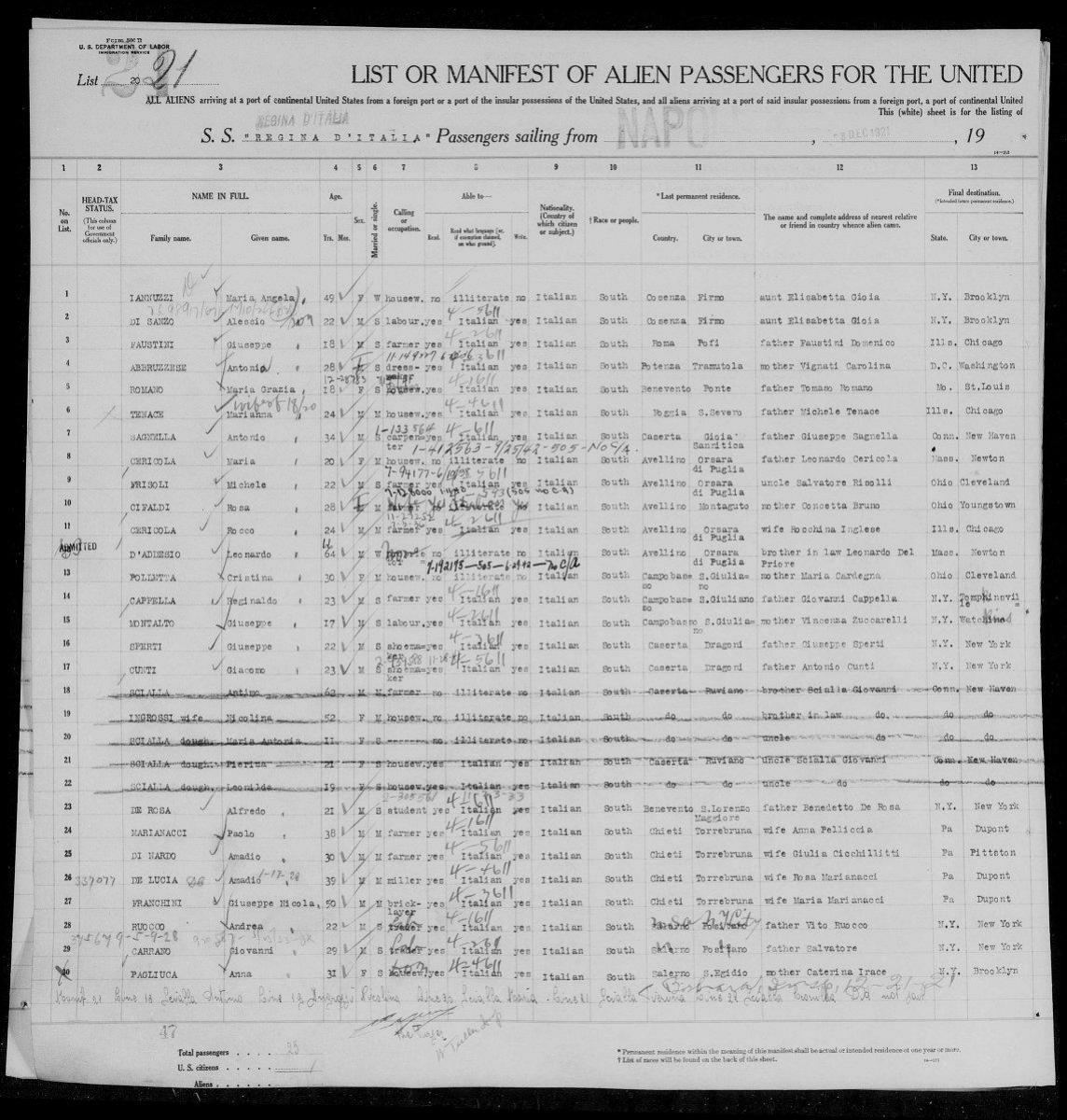 First page preview of passenger-manifest-cristina-polletta-regina-ditalia-1921.pdf