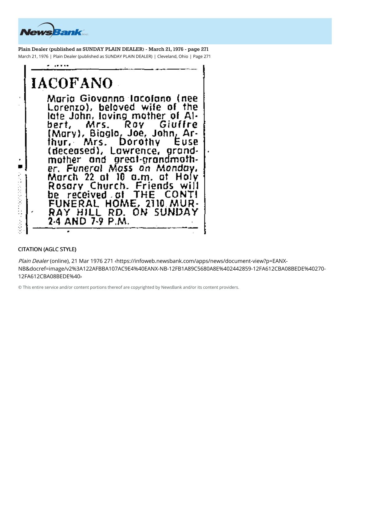 First page preview of plain-dealer-obituary-maria-iacofano-1976.pdf