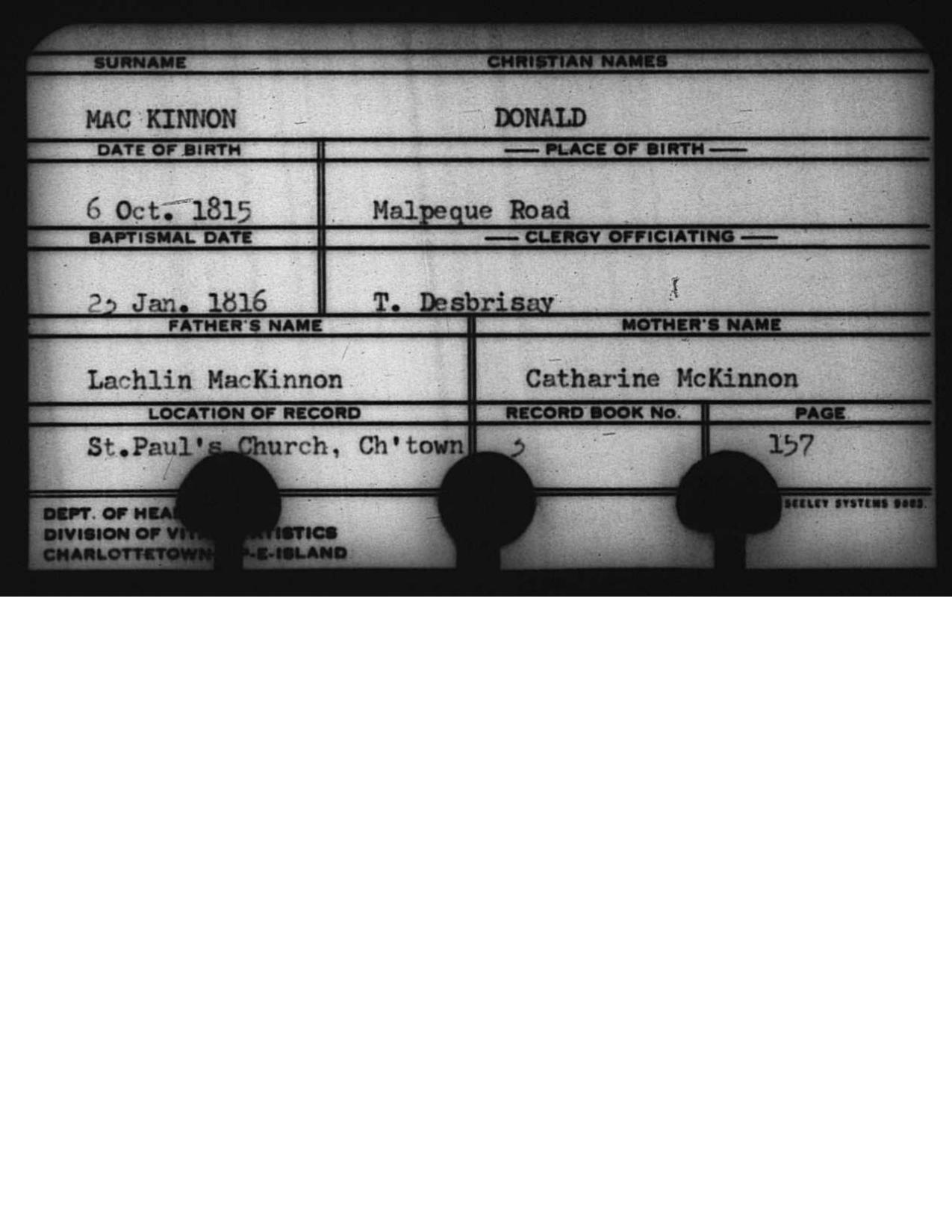 First page preview of prince-edward-island-baptism-card-for-donald-mac-kinnon-original-with-citation.pdf